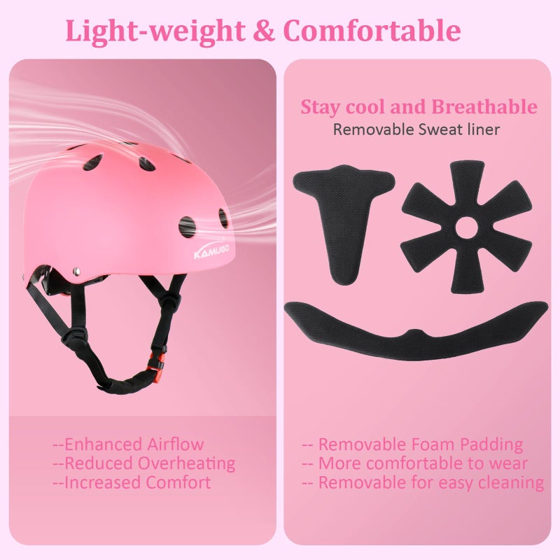 KAMUGO Kids Adjustable Helmet, Suitable for Toddler Kids Ages 2-8 Boys Girls, Multi-Sport Safety Cycling Skating Scooter Helmet (Pink, Small) - Image 4